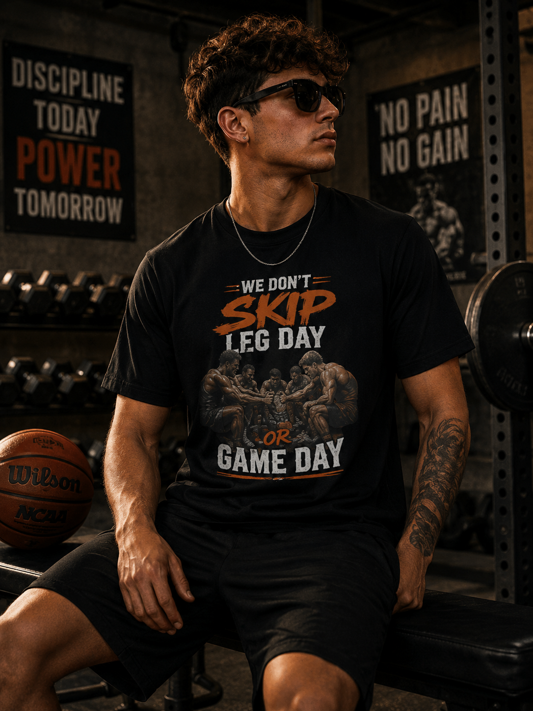 WE DON'T SKIP LEG DAY OR GAME DAY - Unisex T-Shirt